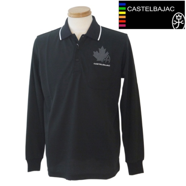 【SALE】カステルバジャック/CASTELBAJAC 長袖ポロシャツ46/Mサイズ 黒系 ゴルフウェア拍卖