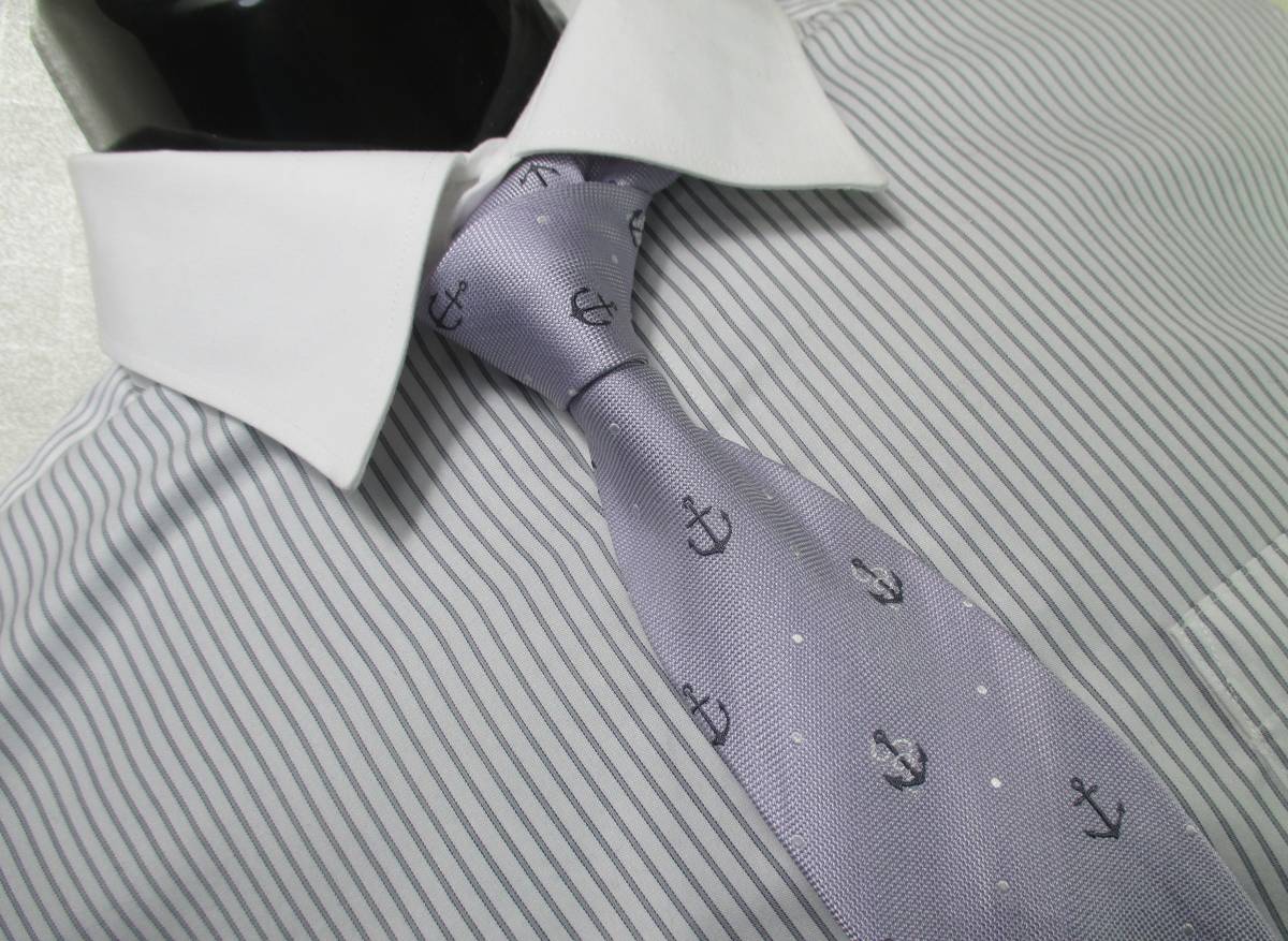 ◇ブリックハウス BRICK HOUSE by Tokyo Shirts ◇ネクタイ◇中古品◇船のイカリ模様柄・薄紫色系◇第29弾ブランドがいっぱい◇29-81◇拍卖