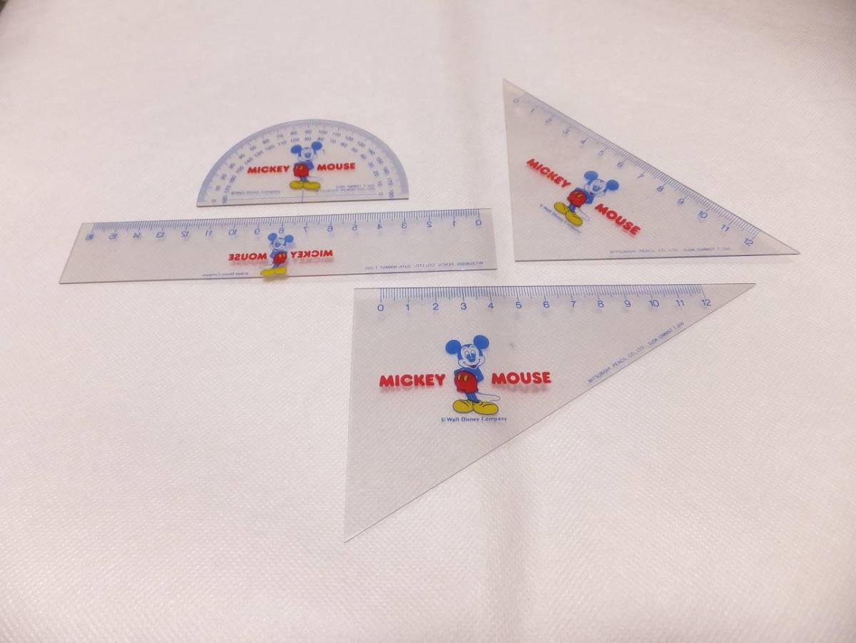 ディズニー ミッキー 定規 分度器 三角定規 三菱鉛筆拍卖