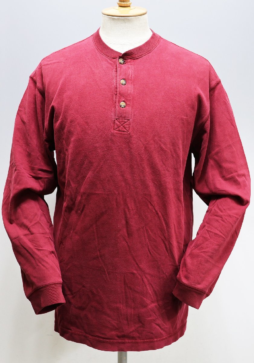 ST. JOHN'S BAY (セントジョンズベイ) SUEDE HENLEY L/S SHIRT / ヘンリーネック 長袖シャツ ワイン size M / ロンT拍卖