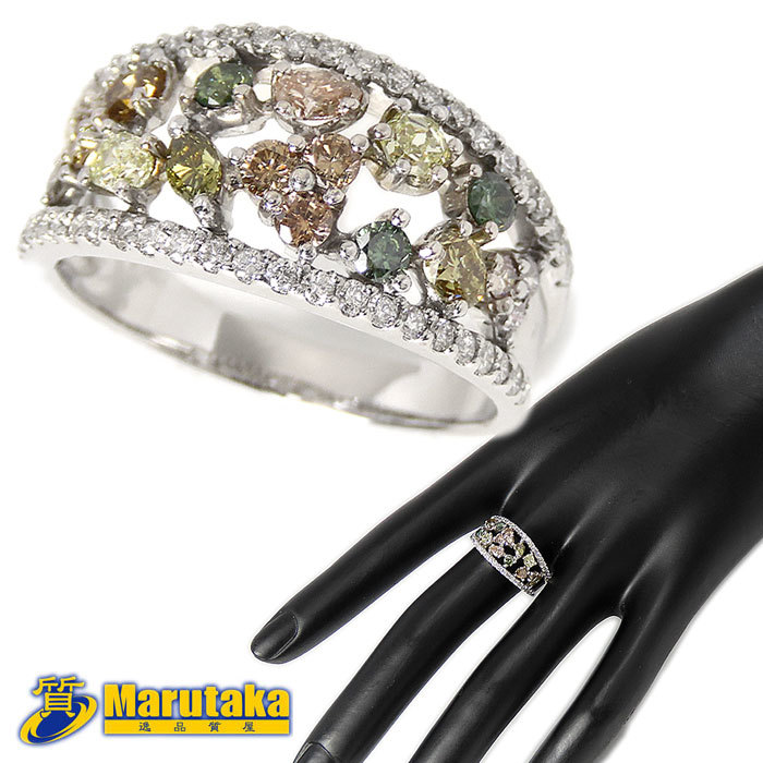 送料無料 750WG ダイヤモンド リング 16号 鑑別書付 指輪 K18 ホワイトゴールド 逸品質屋 丸高 19k459-6拍卖