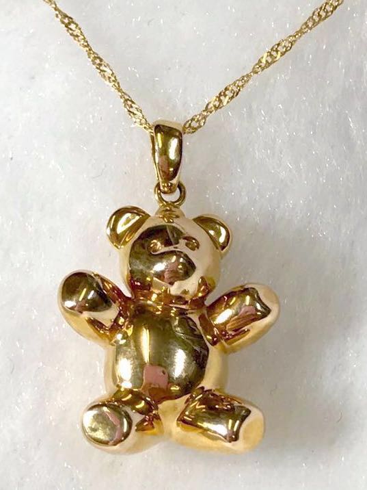 18金 立体 ベアー デザイン ペンダント トップ スクリュー ネックレス チェーン セット 熊 k18 展示品拍卖