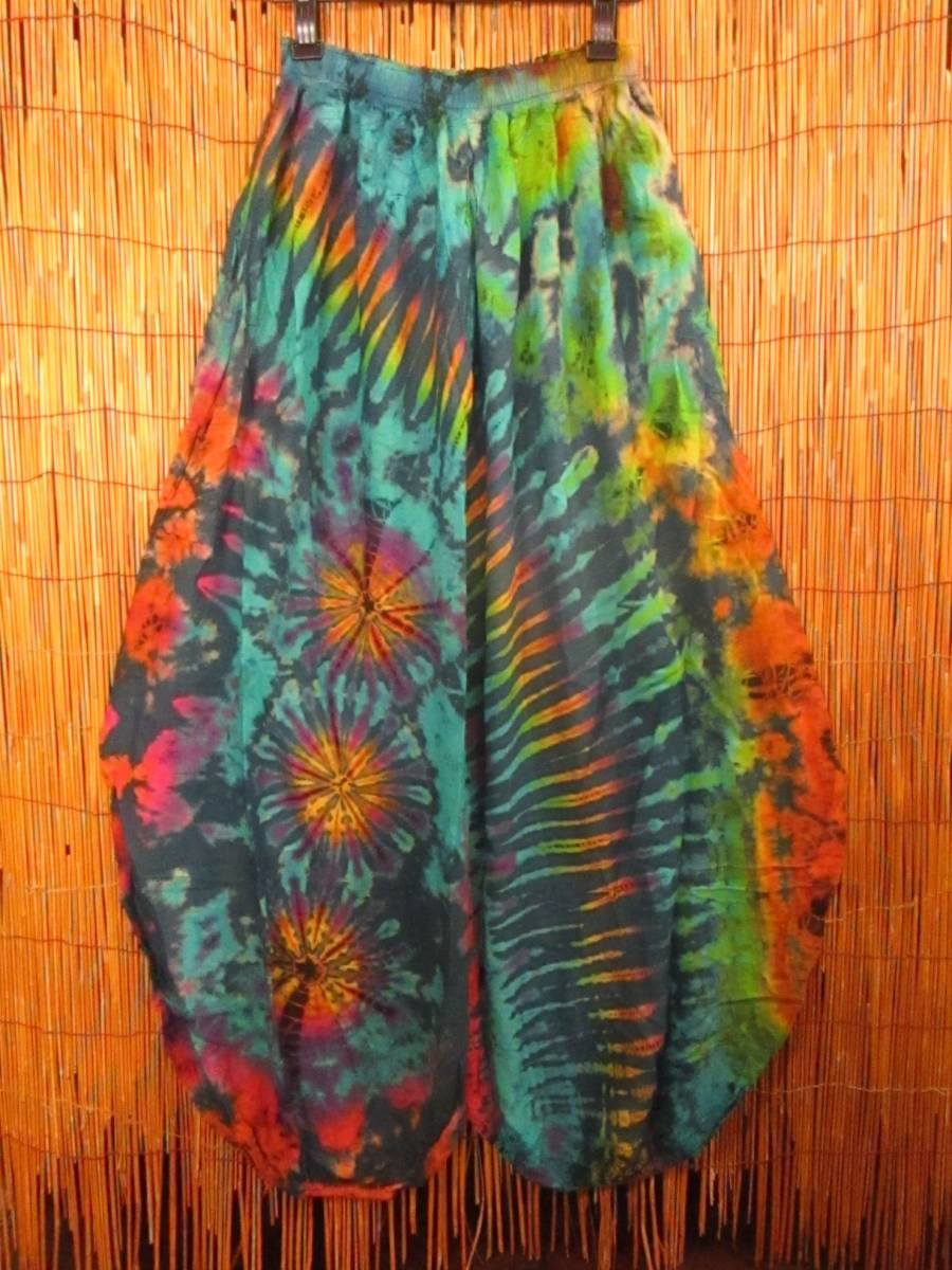 ④新品*男女兼用*タイダイ染め*レーヨン素材*ゆったりシルエット*ビッグアラジンパンツ*バルーンパンツ拍卖