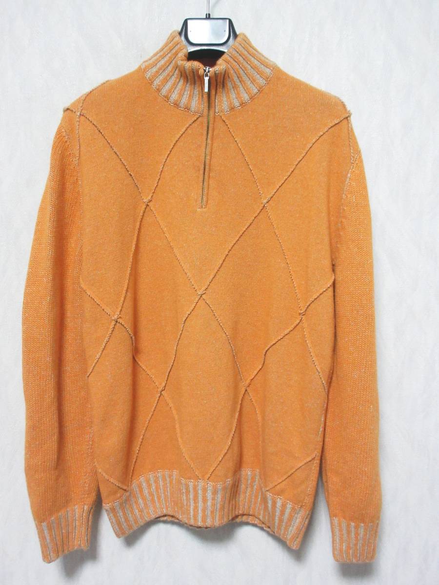TERRIT ニット セーター ハーフジップ カシミヤ混 メンズ 48 オレンジ irmri kn893拍卖