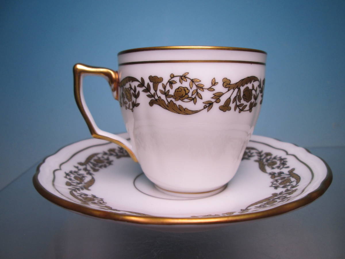 ☆Limoges リモージュ RAYNAUD&C レイノー 金彩花繋ぎ文 デミタスカップ&ソーサー拍卖