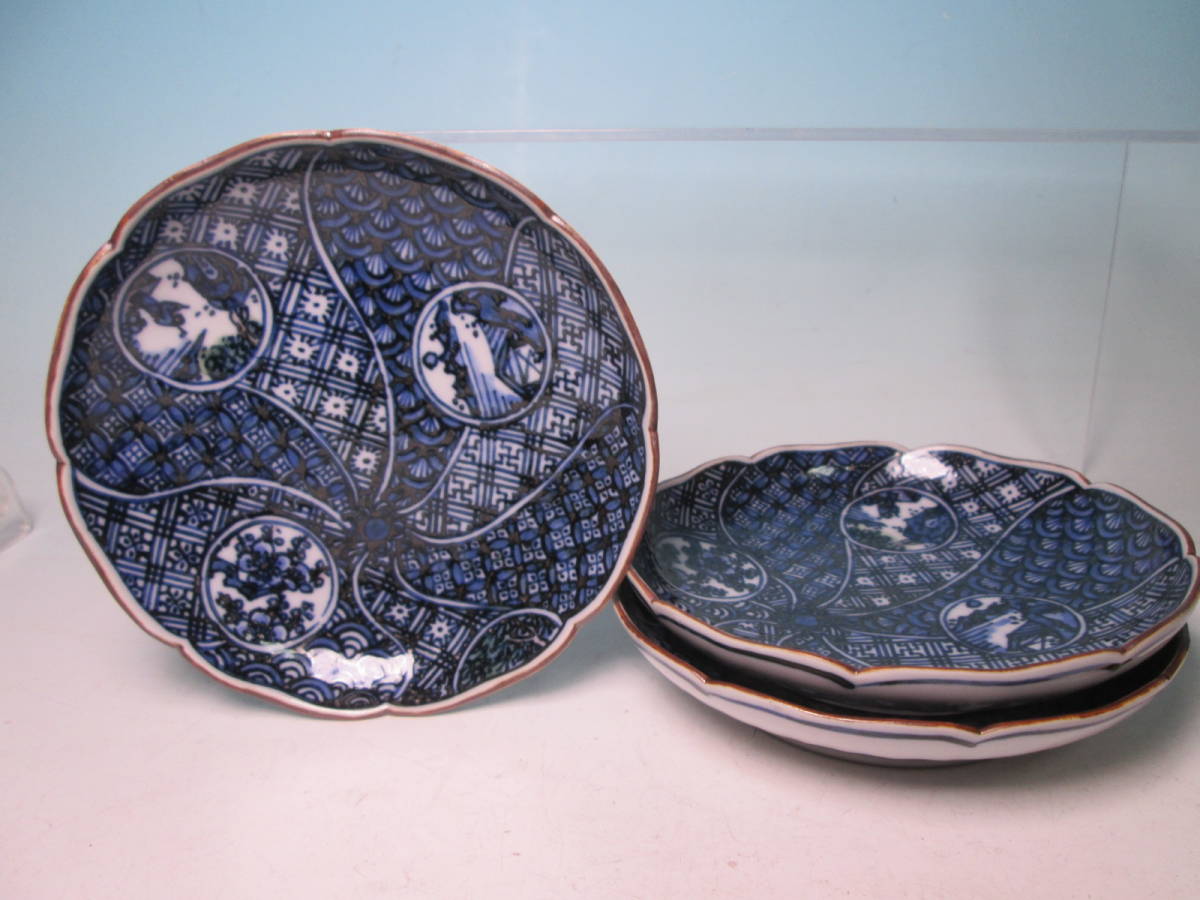 ☆ 平安 陶工 こいし陶斉 祥瑞 12,2cm 小皿 3枚 料理屋さんの器 他多数出品中拍卖