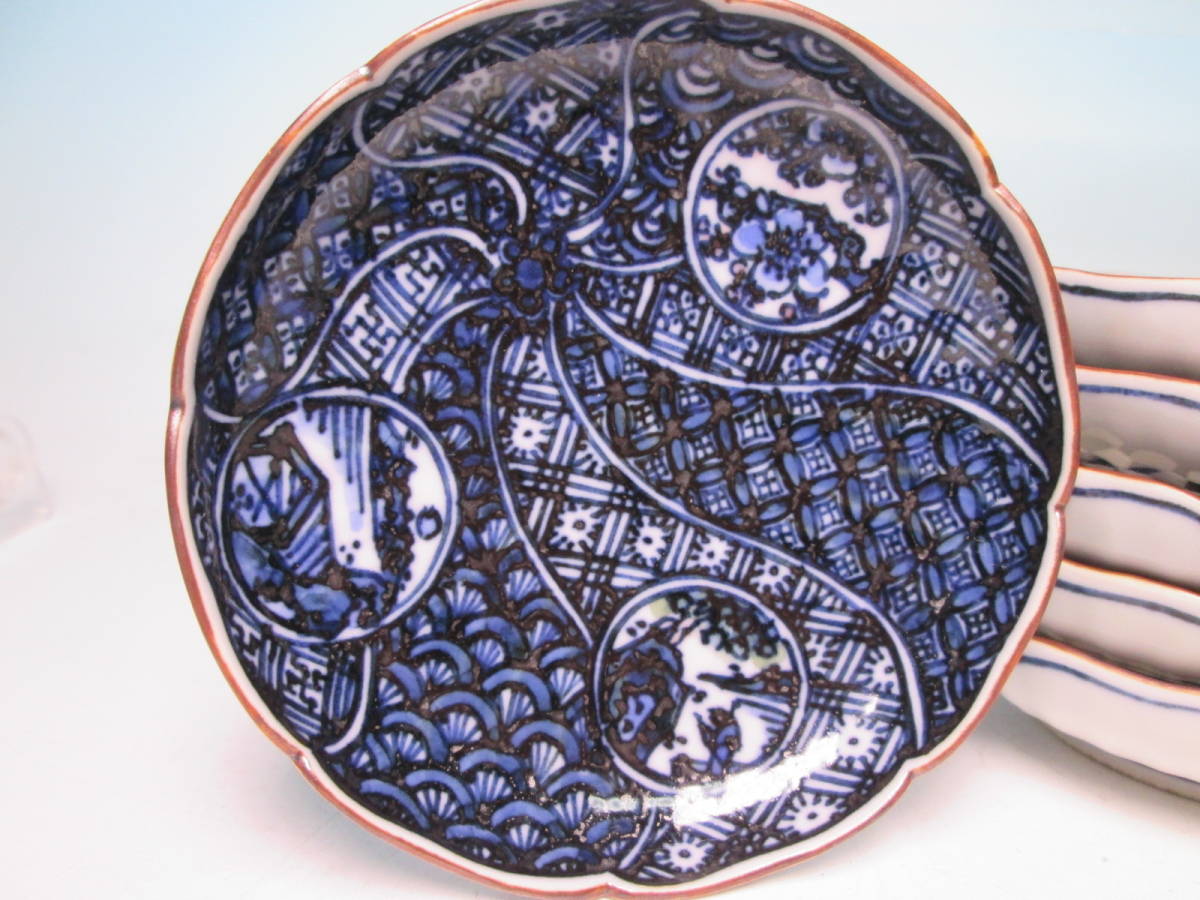 ☆ 平安 陶工 こいし陶斉 祥瑞 9,5cm 小皿 6枚 豆皿 料理屋さんの器 他多数出品中拍卖