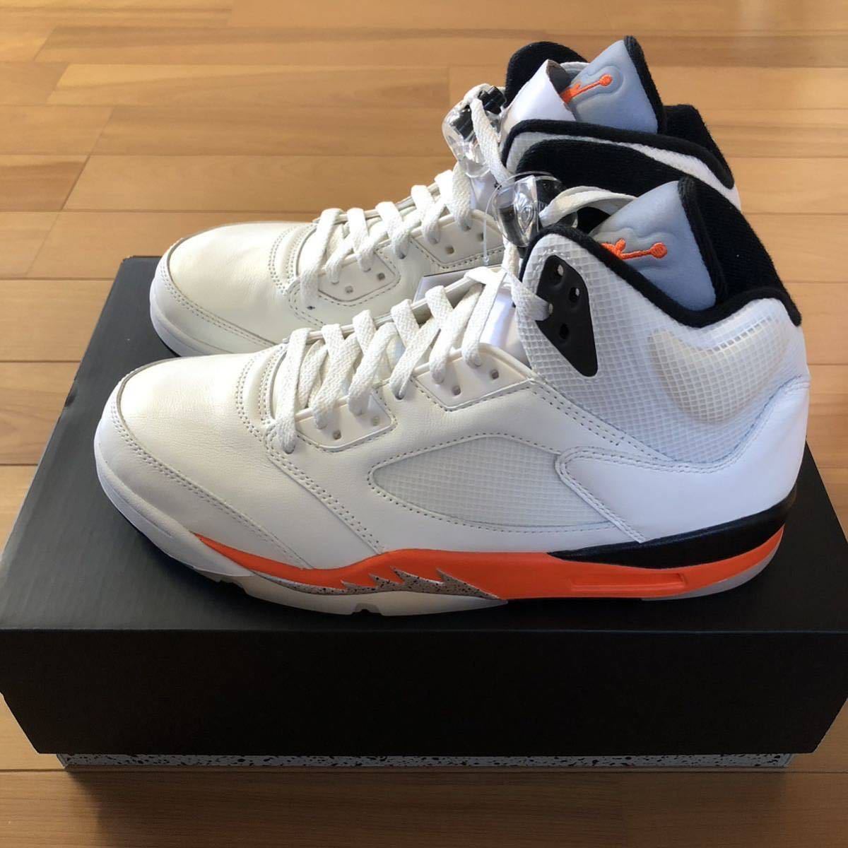 NIKE AIR JORDAN5 RETRO ナイキ エアジョーダン5 レトロ スニーカー オレンジブレイズ ホワイト US9 27cm 国内正規品 新品未使用 レア 人気拍卖