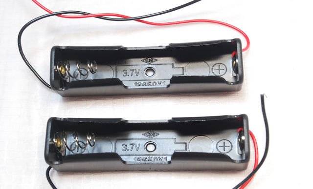 18650リチウムイオンバッテリー(3.7V)が1本の電池ボックス, 2個組, 末端ハンダ処理拍卖