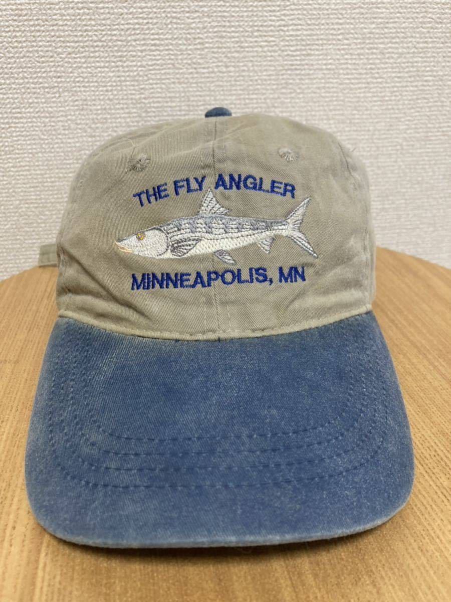 00's USA古着 2トーンキャップ 帽子 / The Fly Angler 企業 キャップ OTTO ONE SIZE ベージュ×ネイビー拍卖