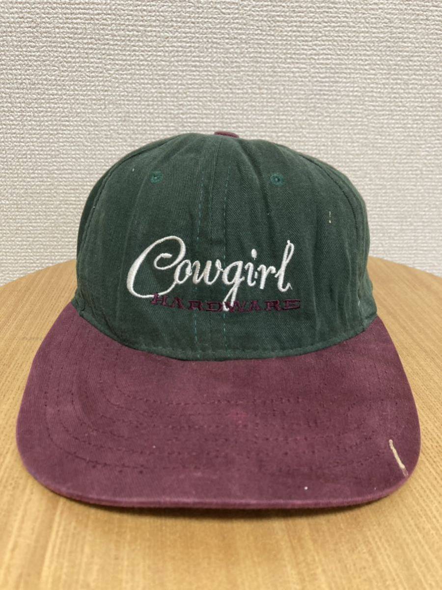 80's90's USAヴィンテージ 2トーンキャップ 帽子 Cawgirl HARDWARE USA製/ ロゴ キャップ 80年代 90年代 グリーン系拍卖