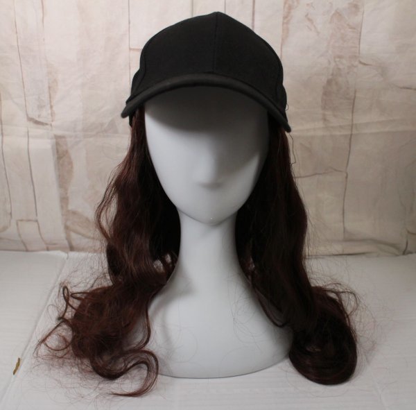 15 03784 ☆ キャップ かつら 帽子 ウィッグ ロングカール レディース 巻き髪wig 付き 医療用 (ブラウン) 【アウトレット品】拍卖