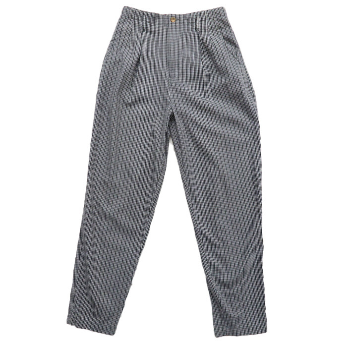 古着 スラックス タックパンツ チェック グレー サイズ表記:6A gd41478拍卖