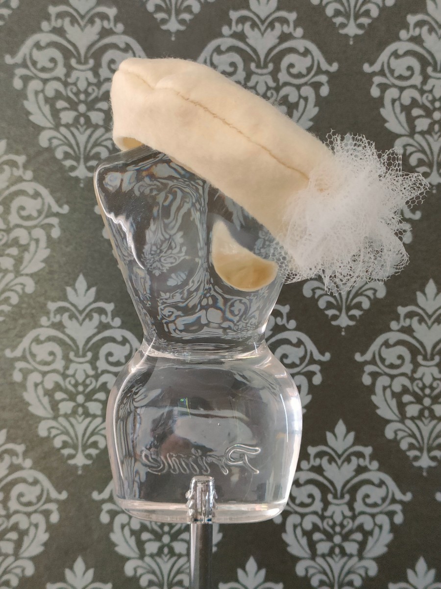 tia*゜☆:。 ドール用 タミーちゃん サイズ オフホワイト チュール モチーフ ベレー帽 帽子 ぼうし 拍卖