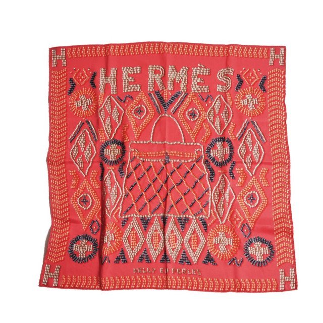 K4186P ▼HERMES エルメス▼ カレ70 KELLY EN PERLES 真珠でできているケリー ピンク / スカーフ rb mks拍卖