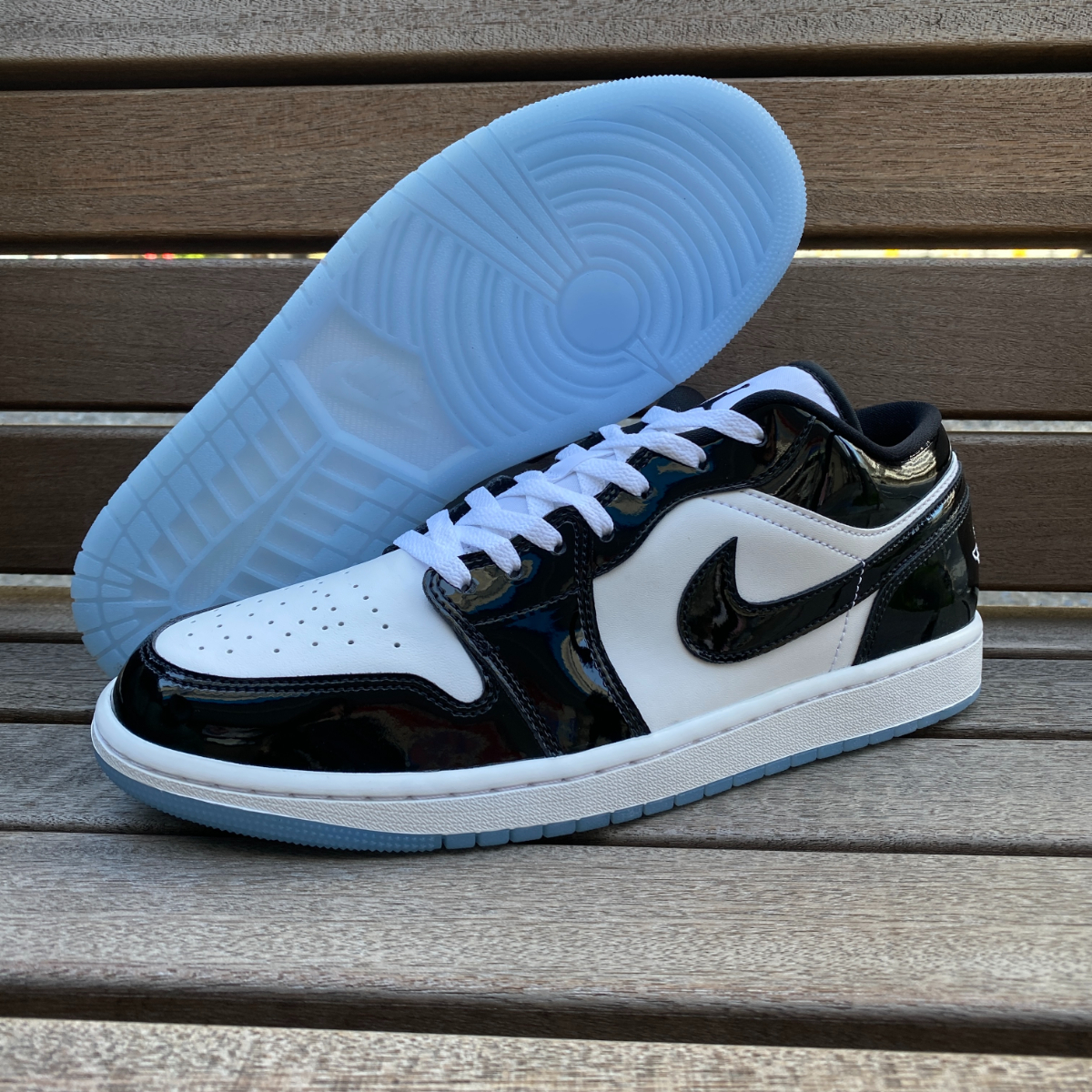 正規品 【us10】 NIKE ナイキ AIR JORDAN1 ジョーダン1 SpaceJam ローカット 特別モデル 黒パテント クリアソール 28cm (AJ101)拍卖