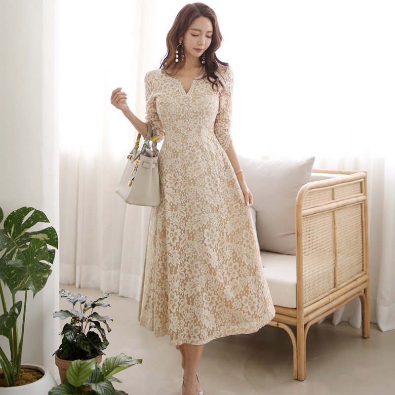 ZPT171★新品ドレス ワンピース パーティー 卒業式 成人式 パーティードレス 袖あり 結婚式 ドレス レース ワンピース ロング丈 フォ拍卖