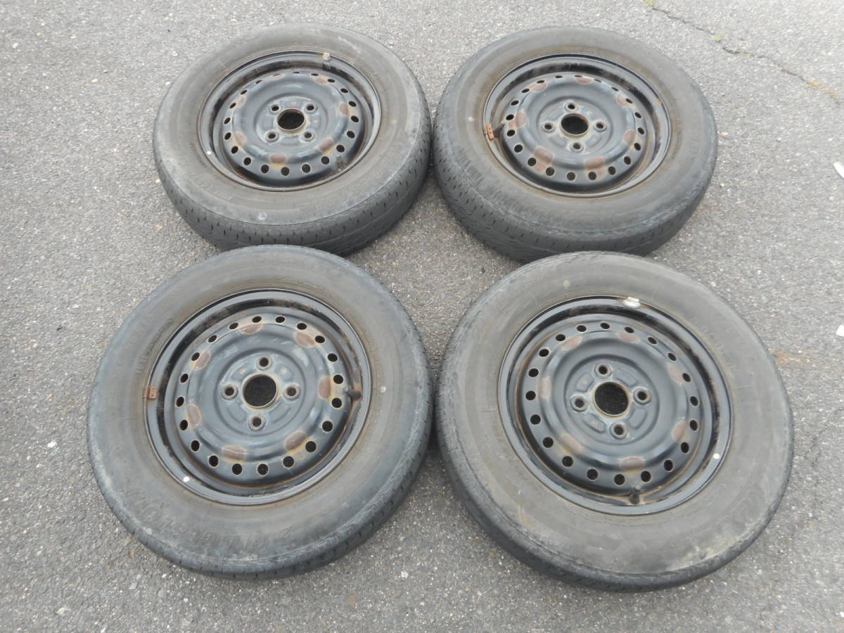 ダイハツ 純正 スチールホイール 鉄チン 4J 13インチ +45 PCD100-4穴 ハブ径54㎜ 145/80R13 ブリジストン NEXTRY 17年製 タイヤ付 4本拍卖