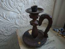 アンティーク スペイン製木製キャンドルスタンド拍卖