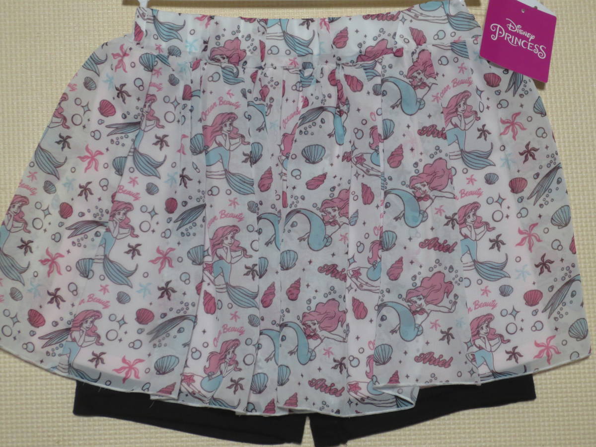 新品 130 アリエル スカッツ 黒レギンスショートパンツ付き シフォンミニスカート ディズニープリンセス 小学生 女の子 120~ 送料無料拍卖