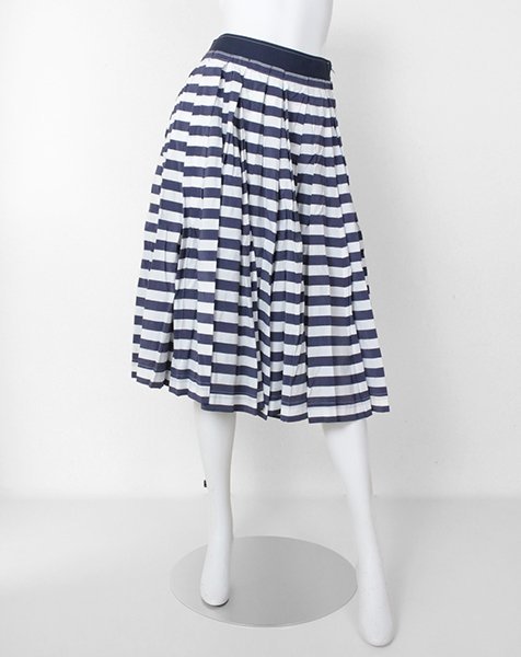 ★美品 tricot COMME des GARCONS ◆19SS ボーダー プリーツスカート (ネイビー/ホワイト S) 膝下丈 トリコ コムデギャルソン ◆ZX20拍卖