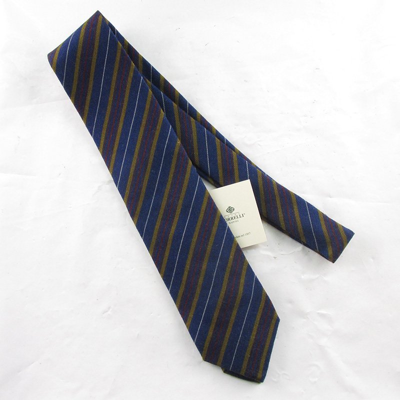 LFO14871 LUIGI BORRELLI ルイジボレッリ ストライプ ウール ネクタイ ウールタイ 未使用拍卖