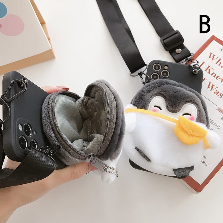 iPhone12 Pro Maxケース 6.7インチスマホケース 保護カバー 背面 ショルダーバッグ シリコン ペンギン小銭入れ 収納 チェーン付き かわいい拍卖