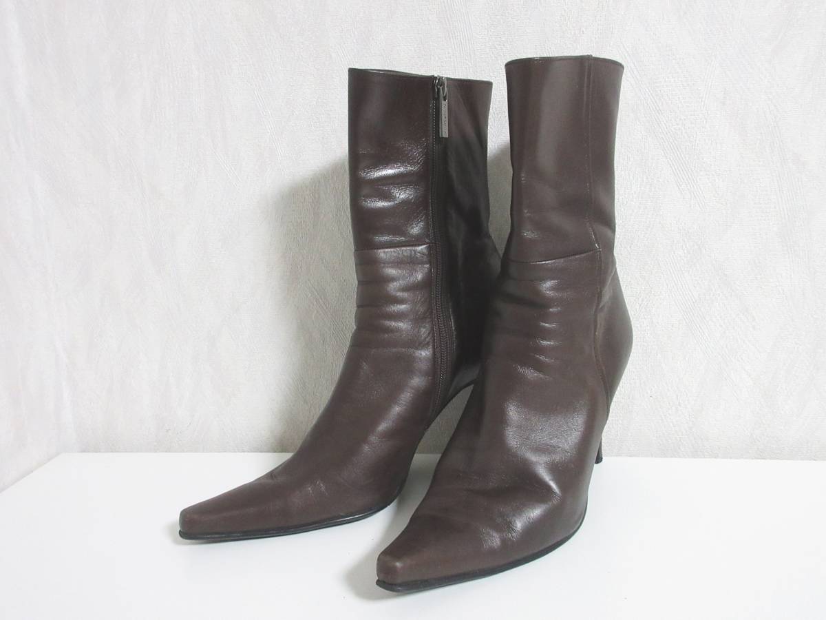 ピンキー&ダイアン PINKY&DIANNE レザー ミドルブーツ 茶 ブラウン 36 北5995拍卖
