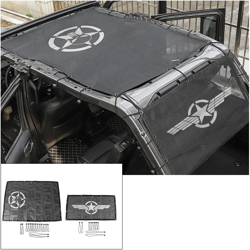 ジープラングラー JL JLU 4 ドア修正された車の屋根断熱ネットオフロード日焼け止めシェーディングネットシェードソフトトップカバー拍卖