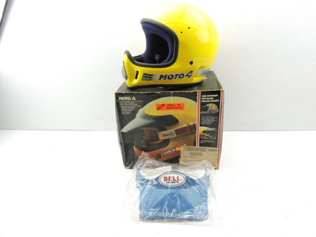 NOS BELL MOTO4 YELLOW 57cm 純正バイザー付 (検) ベル モト4 黄 イエロー ビンテージ ヘルメット フルフェイス SIMPSON MX 拍卖