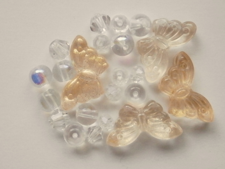 ガラスビーズ★蝶々★タイプ B★クリア系★5拍卖