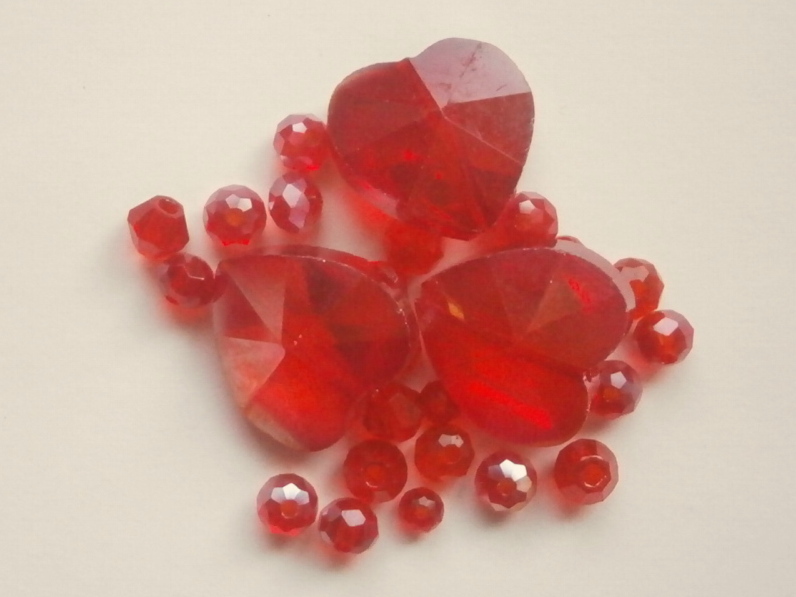 ガラスビーズ★ハート★レッド系★A拍卖
