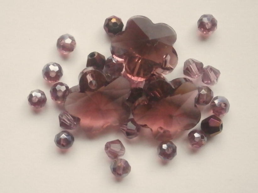 ガラスビーズ★花★1つ穴★パープル系★C拍卖