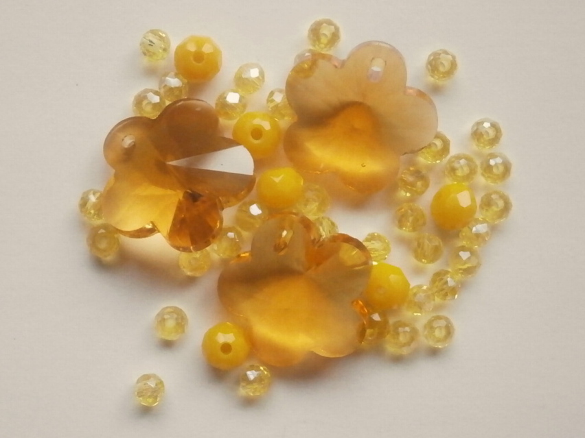 ガラスビーズ★花★1つ穴★イエロー系★B拍卖