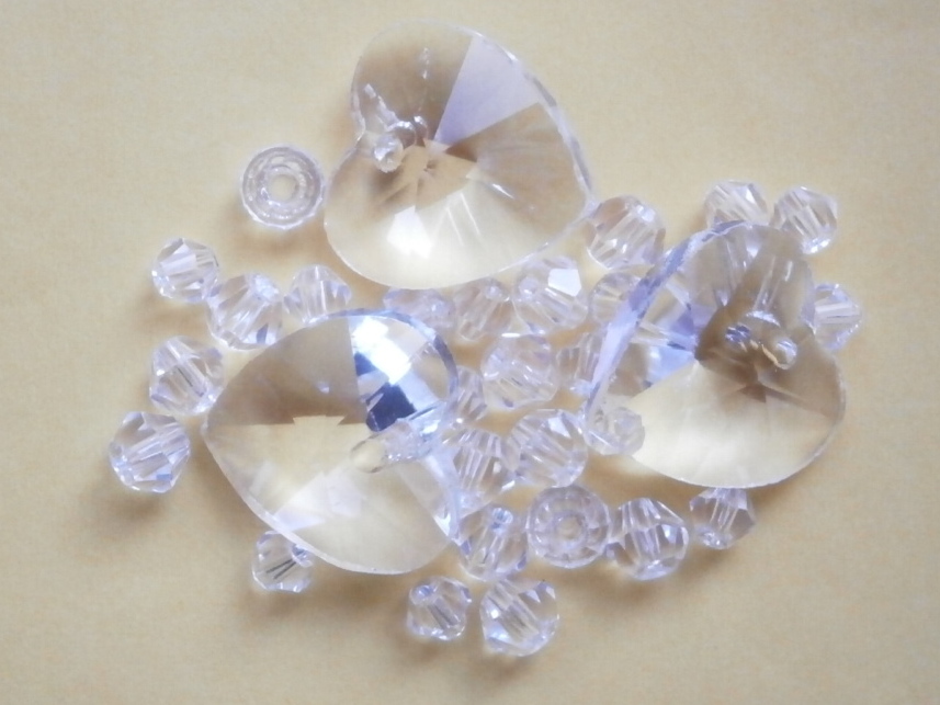 ガラスビーズ★ハート★1つ穴★クリア系★A拍卖