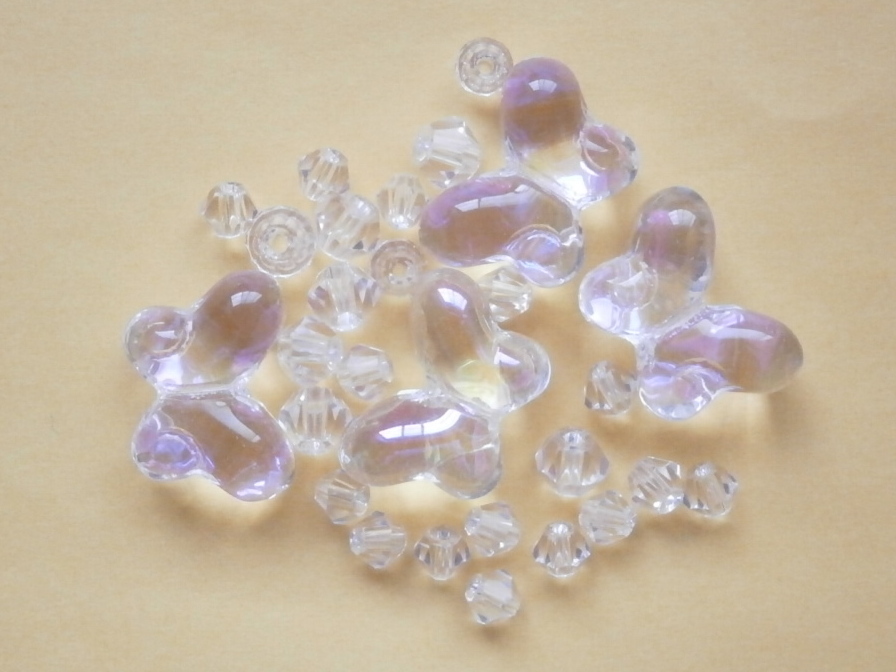 ガラスビーズ★蝶々★タイプ E★クリア系★2拍卖