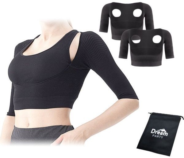 【理学療法士推奨】着圧 二の腕シェイパー レディース 2枚組 加圧 二の腕 姿勢 背筋 猫背 引き締め 腕痩せ バストアップ Lサイズ D227拍卖