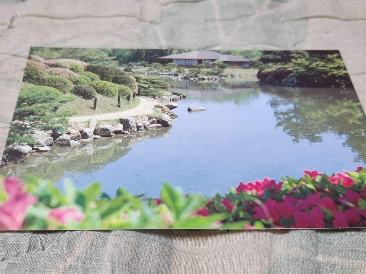 0189 絵葉書 広島 縮景園 濯纓池西側から清風館をのぞむ拍卖