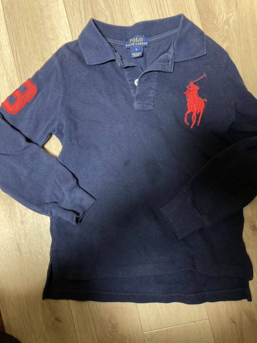 ラルフローレン ビックポニー 長袖ポロシャツ 6 120 ネイビー 紺 Ralph Lauren 秋拍卖
