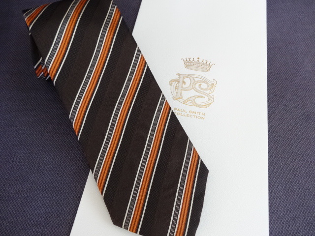 ■□■ ブラウンにオレンジのライン ネクタイ ポールスミス コレクション ■□■拍卖
