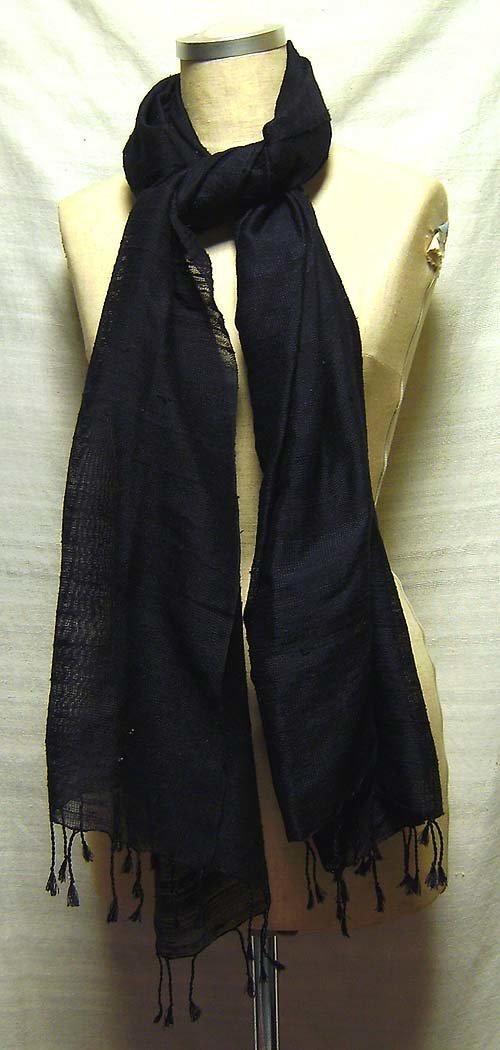 【タイシルク100%】薄手のシルクショール<ブラック>拍卖