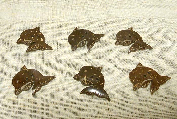 【ココナッツボタン】イルカ<6個セット>拍卖