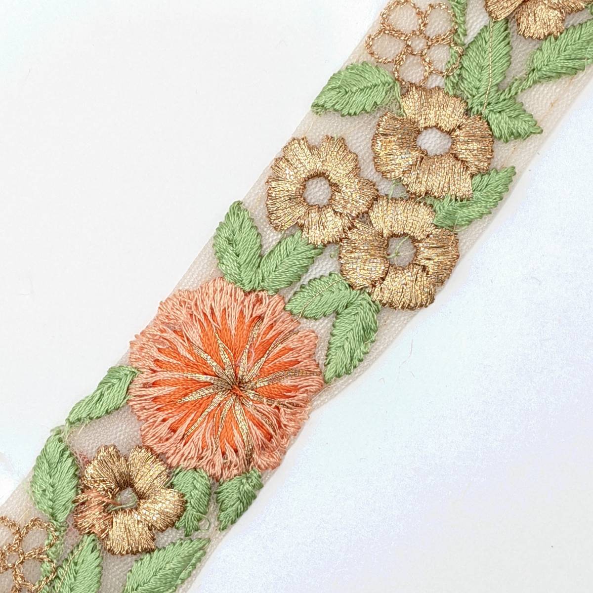 インド刺繍リボン 約38mm メッシュベージュ BE009拍卖