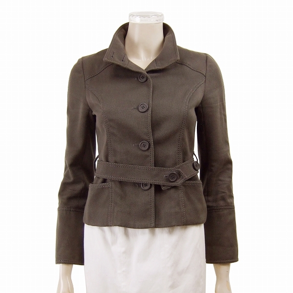 美品★ev by et vous*イーブイバイエヴー*しっかりコットン混*美形ベルト付ジャケット*34(XS.5号)拍卖