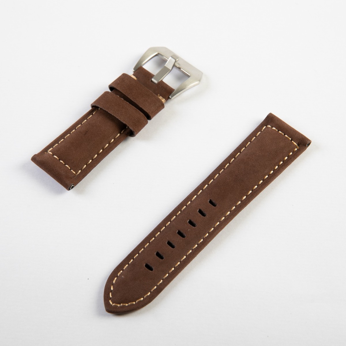 汎用 本革 腕時計 ベルト ブレスレット バンド 交換 シルバーバックル#幅24mm マット#ライトブラウン拍卖