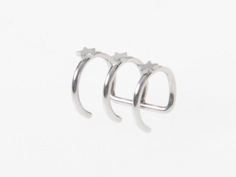 男女兼用ファッション シンプル 星飾り 3段式 ピアス イヤーカフ イヤリング 挟むタイプ 1個入り#シルバー拍卖