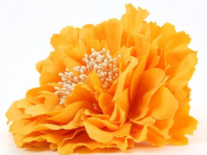 カラフルフラワーコサージュ アクセサリー 造花 髪飾りにも#オレンジ拍卖