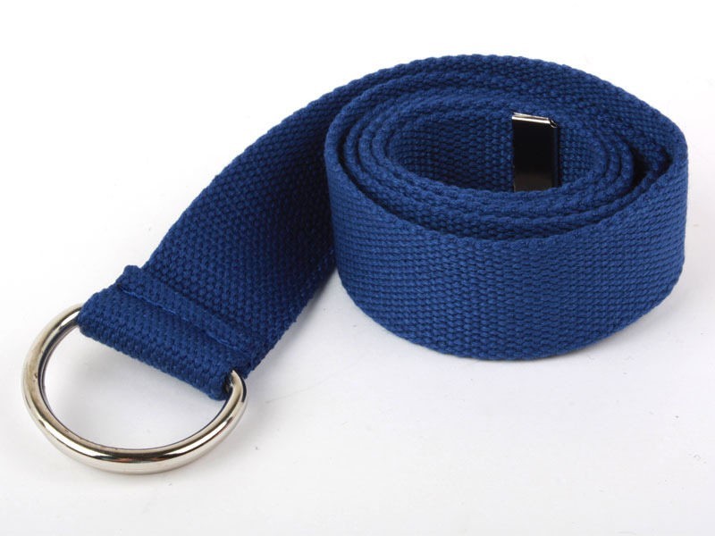無地ダブルリングベルト キャンバス製ベルト 110cm#ブルー拍卖