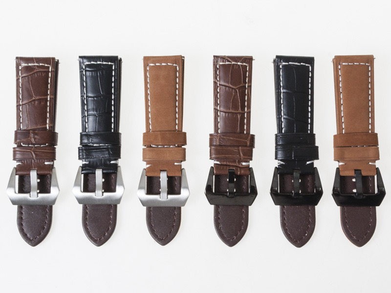 汎用 本革 腕時計 ベルト ブレスレット バンド 交換 シルバーバックル#幅22mm ワニ革風 ブラウン拍卖
