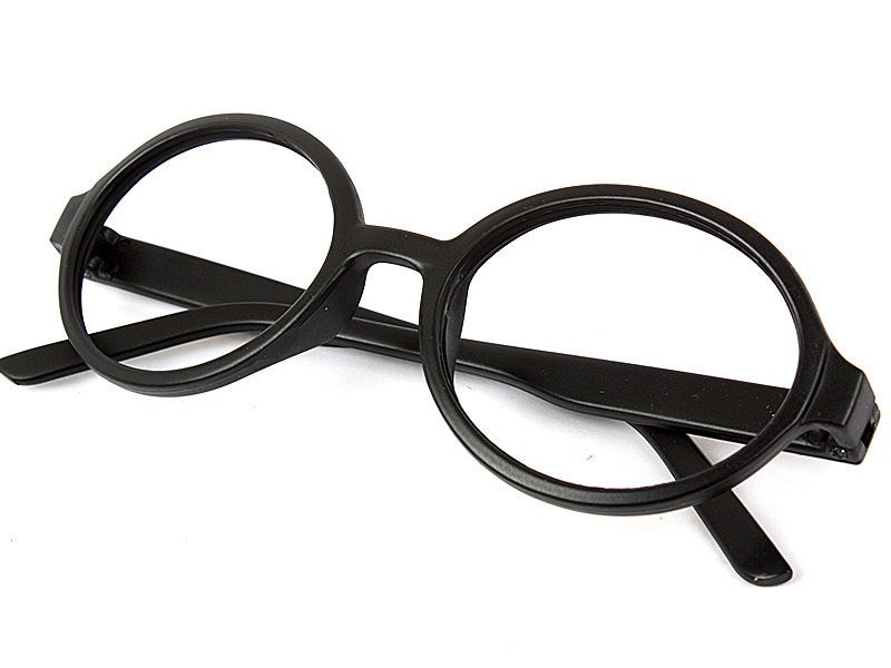 子供男女兼用 丸型伊達メガネ レンズなし 収納ケース付き#マットブラック拍卖